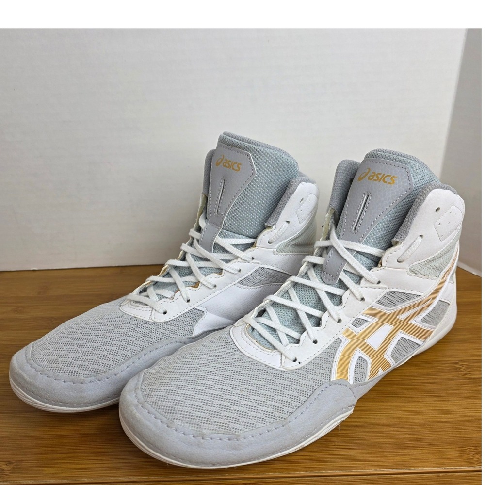 Asics Matflex 6 Wrestling Shoes Mens 12 White Silver Gold 1081A021 Sneakers
